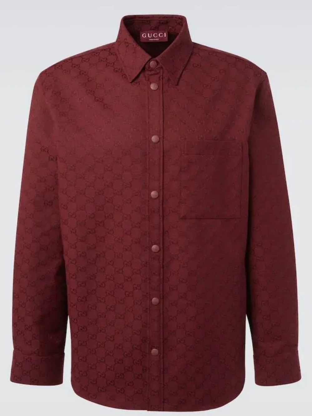 NWT Authentic Gucci Men's Canvas Burgundy Monogram Button-Up Shirt